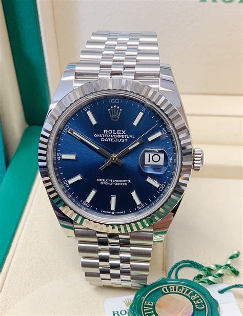 rolex datejust acciaio blue|rolex datejust blue dial price.